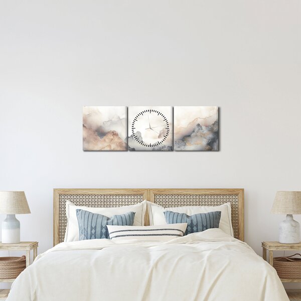 Obraz - Abstrakce hor s texturou mramoru (s hodinami) (90x30 cm)