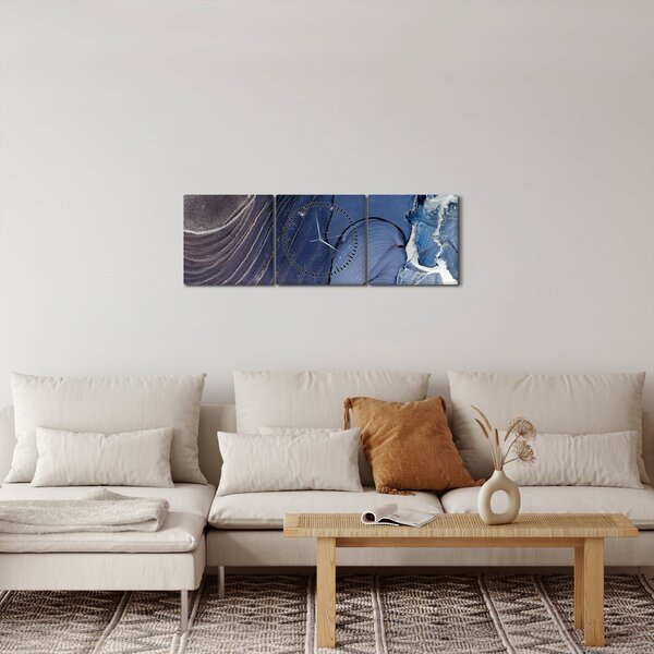 Obraz - Mramorovaný inkoust (s hodinami) (90x30 cm)
