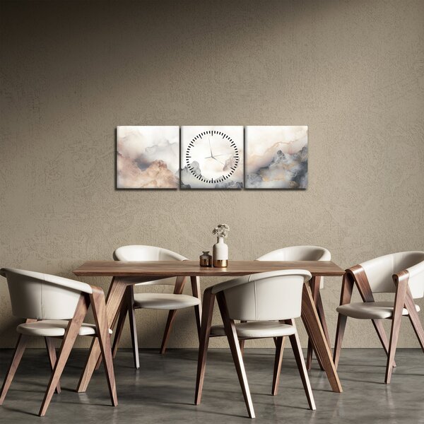 Obraz - Abstrakce hor s texturou mramoru (s hodinami) (90x30 cm)