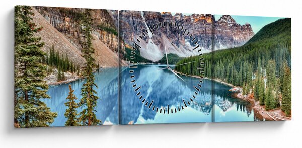 Obraz - Moraine lake (s hodinami) (90x30 cm)