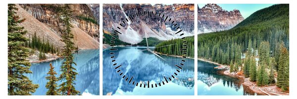 Obraz - Moraine lake (s hodinami) (90x30 cm)