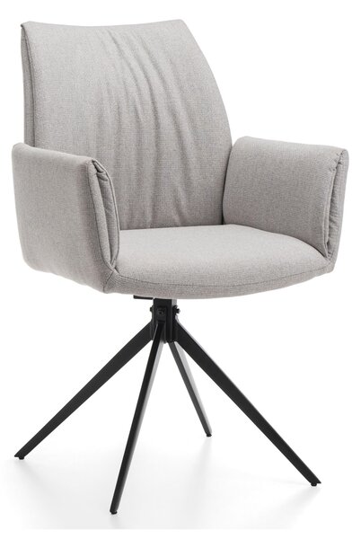 Jídelní židle NEW HOME PRATO Čalouněná obývací židle z tkané látky - světle šedá - Moderní nábytek v glamour stylu