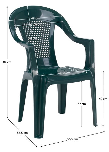 KONDELA Zahradní stohovatelné křeslo, zelená, MEDRO
