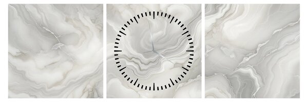 Obraz - Přírodní mramorová textura (s hodinami) (90x30 cm)
