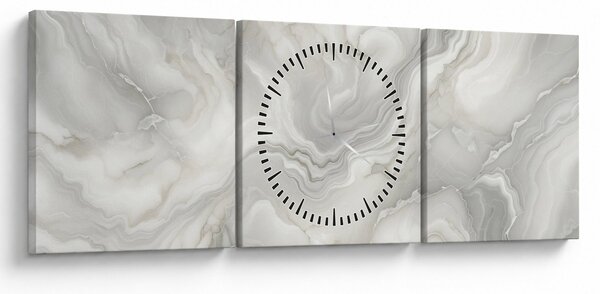 Obraz - Přírodní mramorová textura (s hodinami) (90x30 cm)
