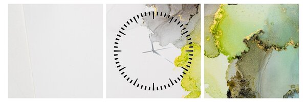 Obraz - Abstraktní umění inkoustem (s hodinami) (90x30 cm)