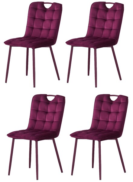 Jídelní židle Casa Dolce MILINDA, sada 4 ks, šířka 47 x hloubka 58,5 x výška 86 cm, sametové čalounění, červená