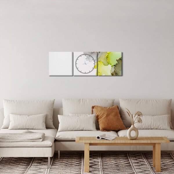 Obraz - Abstraktní umění inkoustem (s hodinami) (90x30 cm)