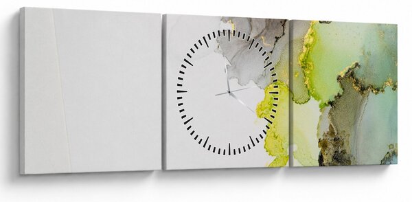 Obraz - Abstraktní umění inkoustem (s hodinami) (90x30 cm)
