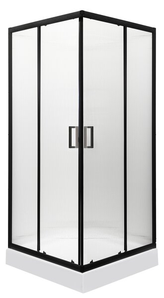 Novoterm Čtvercový sprchový kout NV-Soho 80x80 černá/ornamentní sklo - bez vaničky