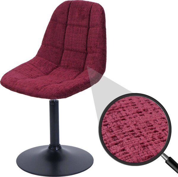 Jídelní židle HWC-A60, kuchyňská otočná židle, ocel Tkanina /textilní šenil (465 g/m²) bordeaux