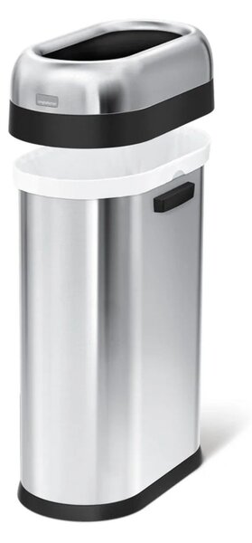 Odpadkový koš Simplehuman pro obchodní prostory – 50 L, SLIM, otevřený, kartáčovaný nerez