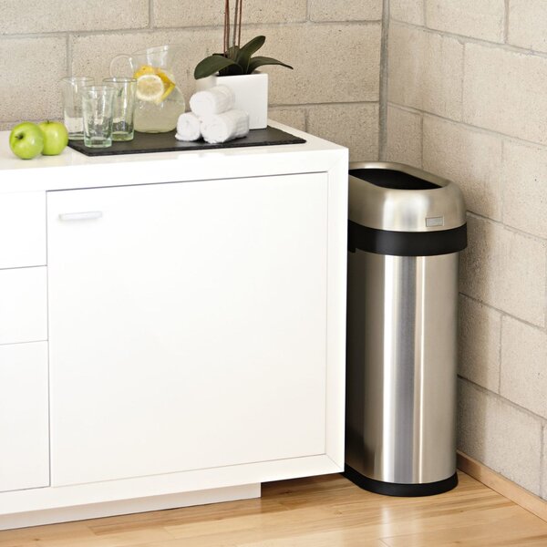 Odpadkový koš Simplehuman pro obchodní prostory – 50 L, SLIM, otevřený, kartáčovaný nerez