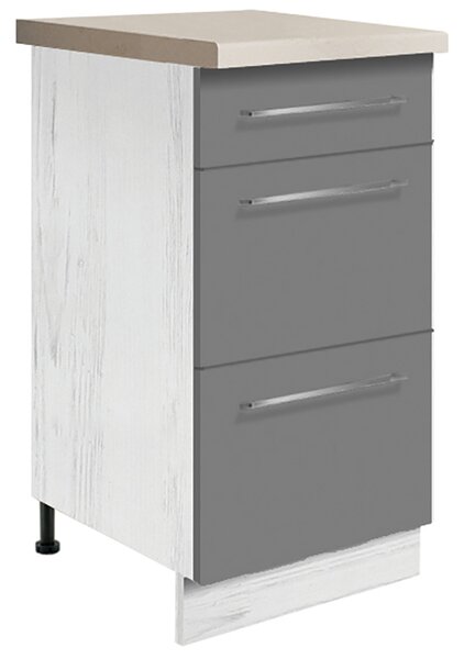 Kuchyňská linka CREATIVA | 270 cm | VÝBĚR KORPUSU a KOVÁNÍ | bílá lesk/šedá lesk