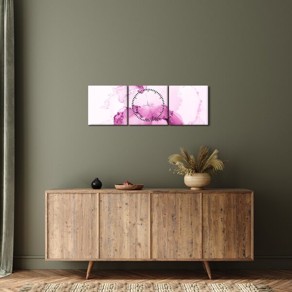 Obraz - Růžový dekor (s hodinami) (90x30 cm)