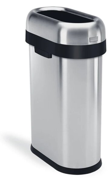 Odpadkový koš Simplehuman pro obchodní prostory – 50 L, SLIM, otevřený, kartáčovaný nerez
