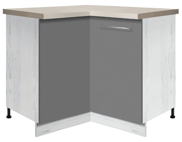 Kuchyňská linka CREATIVA | 230x290 cm | VÝBĚR KORPUSU a KOVÁNÍ | bílá lesk/šedá lesk