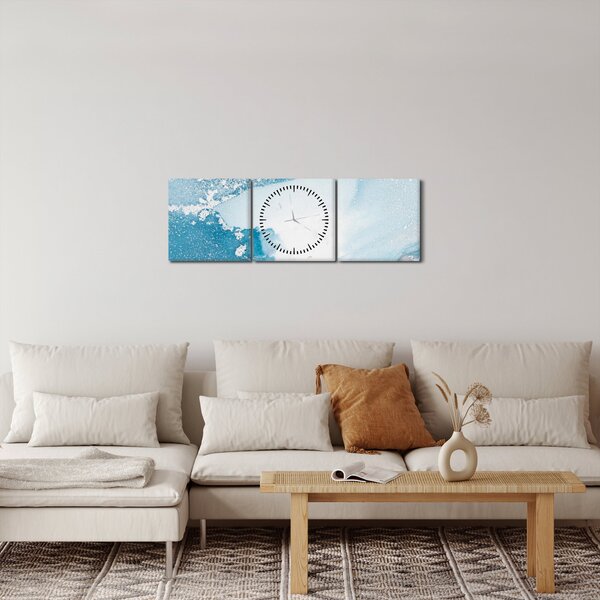 Obraz - Modrý dekor (s hodinami) (90x30 cm)