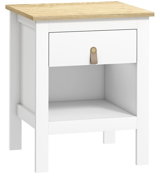 HOMCOM Moderní noční stolek s šuplíkem a otevřeným prostorem pro obývací pokoj a ložnici 45x40x55 cm Bílý | Aosom