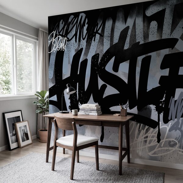 Fototapeta Černobílé graffiti, Abstraktní fototapety, Populární fototapety - Tapeko.co.cz