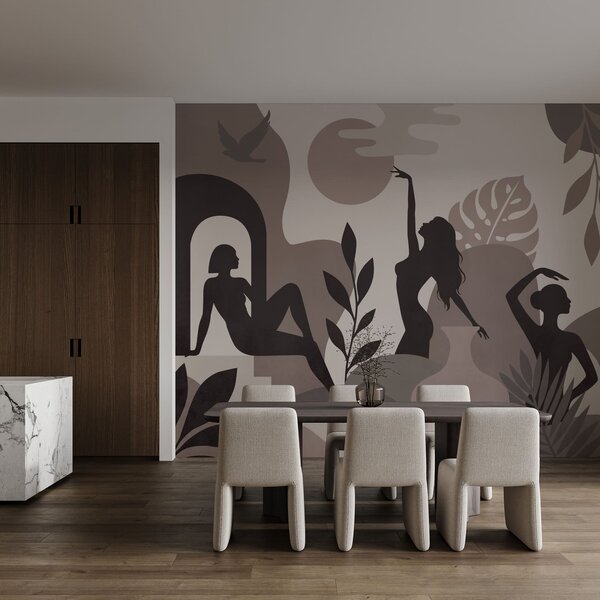 Fototapeta Elegantní siluety v klidné krajině, Abstraktní fototapety, Populární fototapety - Tapeko.co.cz