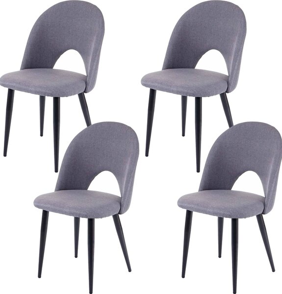 Sada 4 jídelních židlí HWC-D73, kuchyňská židle, látka/textil tmavě šedá