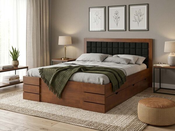 Buková zvýšená postel Gotland Drawers 180x200 s úložným prostorem