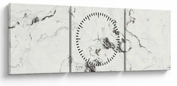 Obraz - Bílý mramor (s hodinami) (90x30 cm)