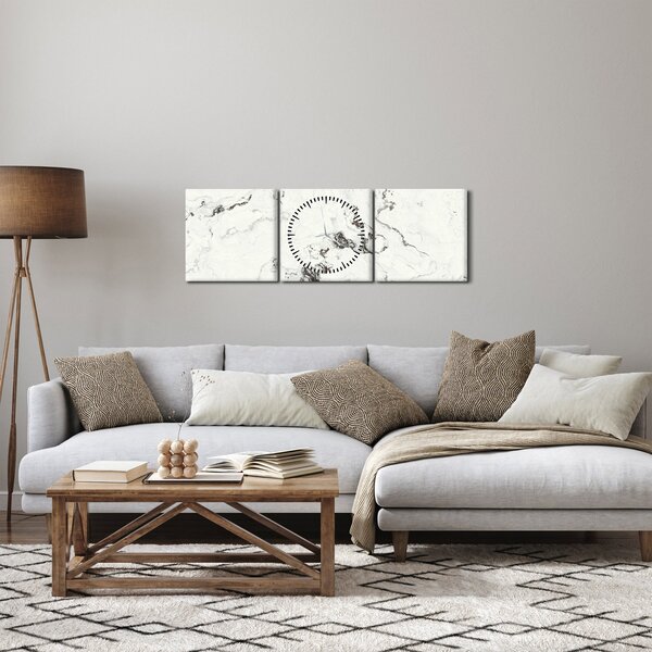 Obraz - Bílý mramor (s hodinami) (90x30 cm)