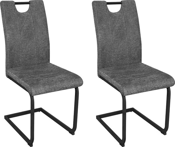ByLIVING Jídelní židle set 2 BANFF / tkaná látka antracit / rám kov černý mat / s područkou / otočná / š 42, v 97, hl 58 cm