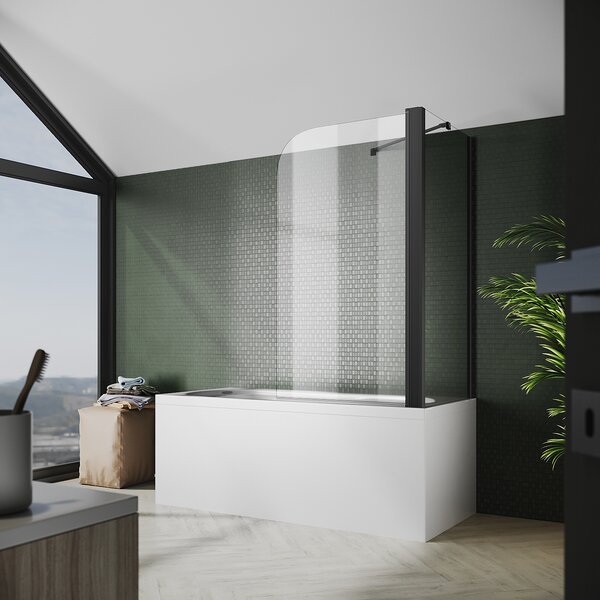 SONNI nástavec na vanu 80x140cm nástavec na vanu s bočním panelem 70cm, skládací zástěna, sprchový kout NANO sklo tvrzené bezpečnostní sklo s Nano