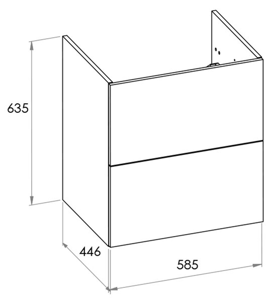 Roca Ella skříňka 58.5x44.6x63.5 cm pod umyvadlo závěsná bílá A857769806