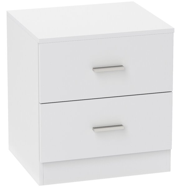 HOMCOM Moderní Noční Stolek s 2 Zásuvkami, Stolek do Obývacího Pokoje a Ložnice, Nosnost 30 kg, 45x39,5x49 cm, Bílý | Aosom