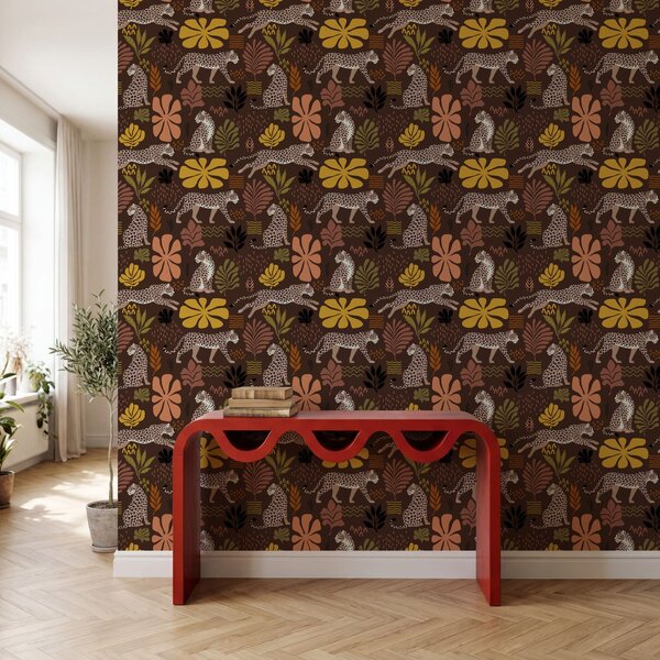 Fototapeta Vzor s leopardy a květinami, Přírodní fototapety, Populární fototapety - Tapeko.co.cz