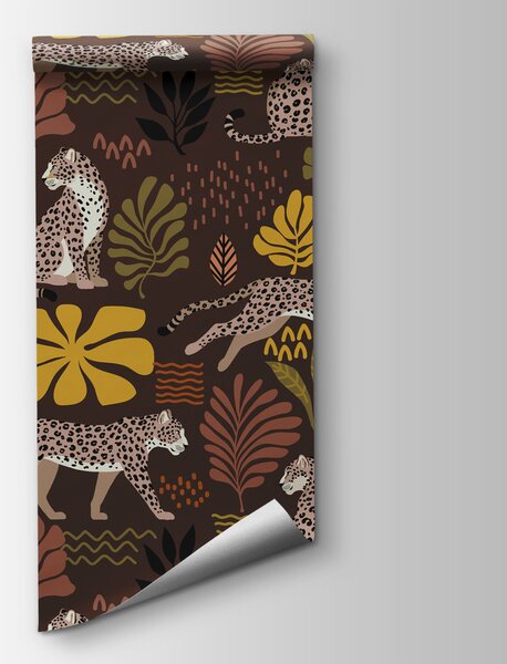 Fototapeta Vzor s leopardy a květinami, Přírodní fototapety, Populární fototapety - Tapeko.co.cz