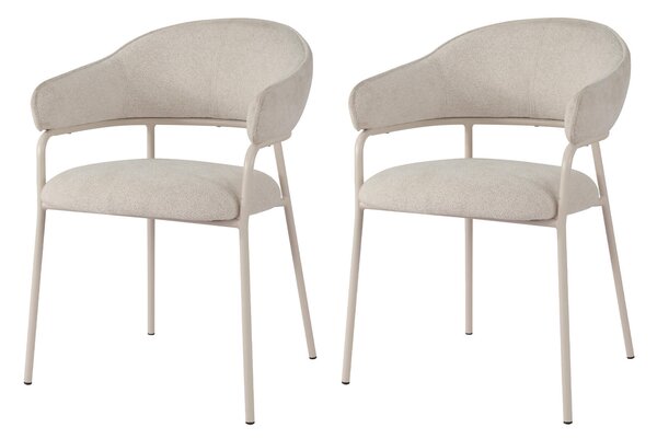 Rebecca Mobili židle Dorstenia 82,5x57x56,5 Polyesterová tkanina Ocel Pearl white Moderní SET 2 kusů