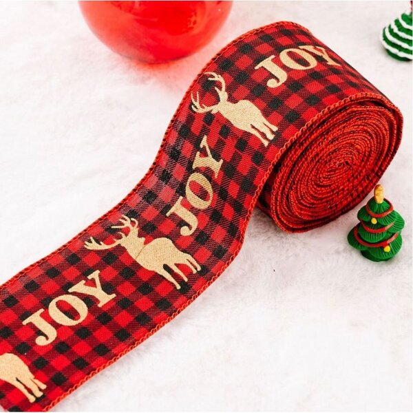 Vánoční stuha JOY 5 cm x 5 m, červená