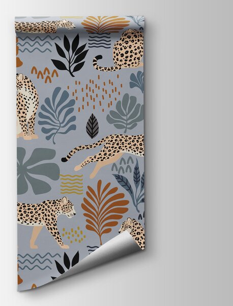 Fototapeta Vzor s leopardy a rostlinami, Fototapety se zvířaty, Populární fototapety - Tapeko.co.cz