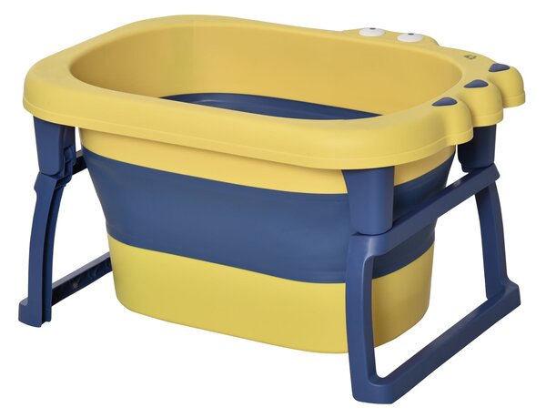 HOMCOM Skládací dětská vana pro dítě od 0 do 6 let, kapacita 105 l, rozměry 75,3x55,4x43 cm, přenosná vana pro děti s protiskluzovými nohami a odtokov