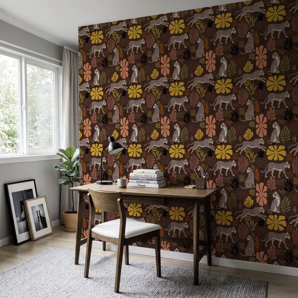 Fototapeta Vzor s leopardy a květinami, Přírodní fototapety, Populární fototapety - Tapeko.co.cz