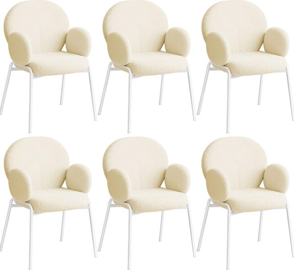 Tectake® Scandi židle, čalouněná potahem bouclé, nosnost 120 kg, 61,5 x 62 x 90 cm