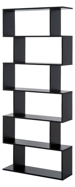 HOMCOM Moderní Knihovna se 6 Policemi pro Jídelnu, Obývací Pokoj a Kancelář 80x23x192 cm Černá | Aosom