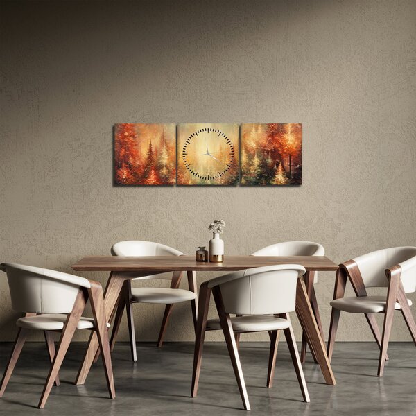 Obraz - Malba lesů (s hodinami) (90x30 cm)