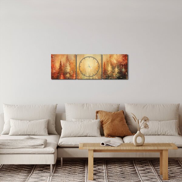 Obraz - Malba lesů (s hodinami) (90x30 cm)