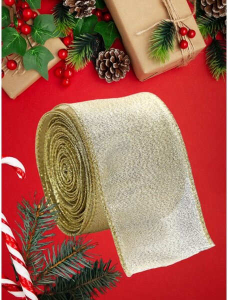 Vánoční stuha GOLDIE 6,3 cm x 2 m, zlatá