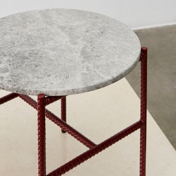 HAY Odkládací stolek Rebar, Ø45x40, Red + Grey Marble