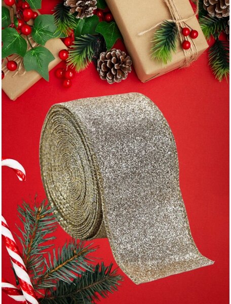 Vánoční stuha FESTIVE 5 cm x 2 m, zlato-stříbrná