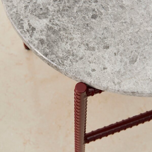 HAY Odkládací stolek Rebar, Ø45x40, Red + Grey Marble