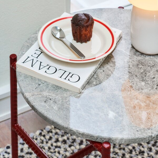 HAY Odkládací stolek Rebar, Ø45x40, Red + Grey Marble