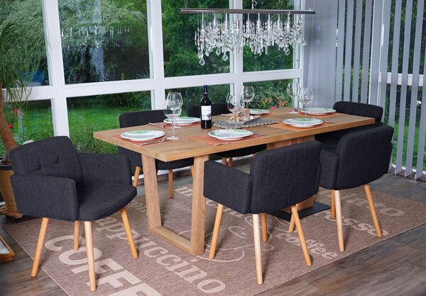 Sada 6 jídelních židlí Orlando II, židle Kuchyňská židle, retro design textil, tmavě šedá